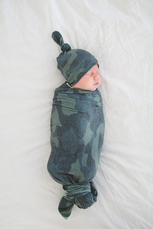 Copper Pearl Knitted Swaddle Blanket Hunter