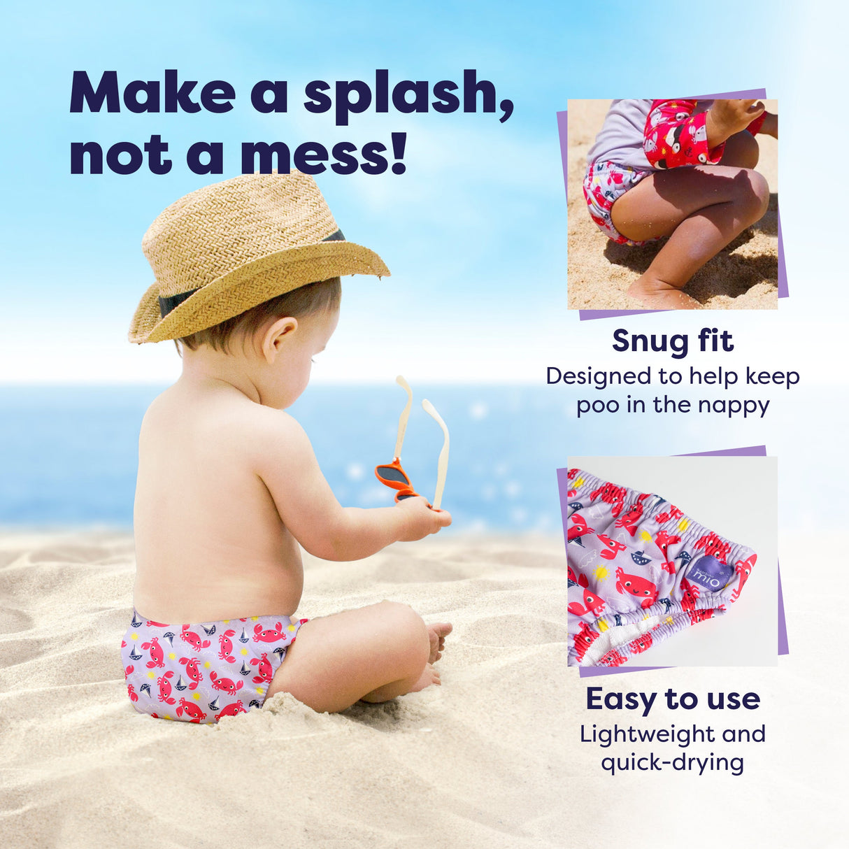 Reusable Swim Nappy in Crab Cove
