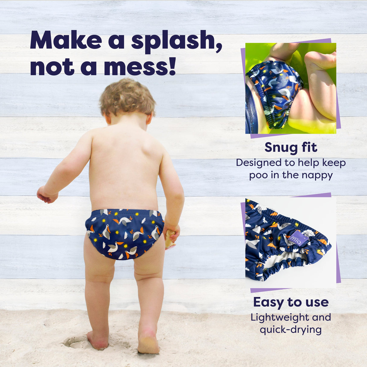 Reusable Swim Nappy in Pelican Pier