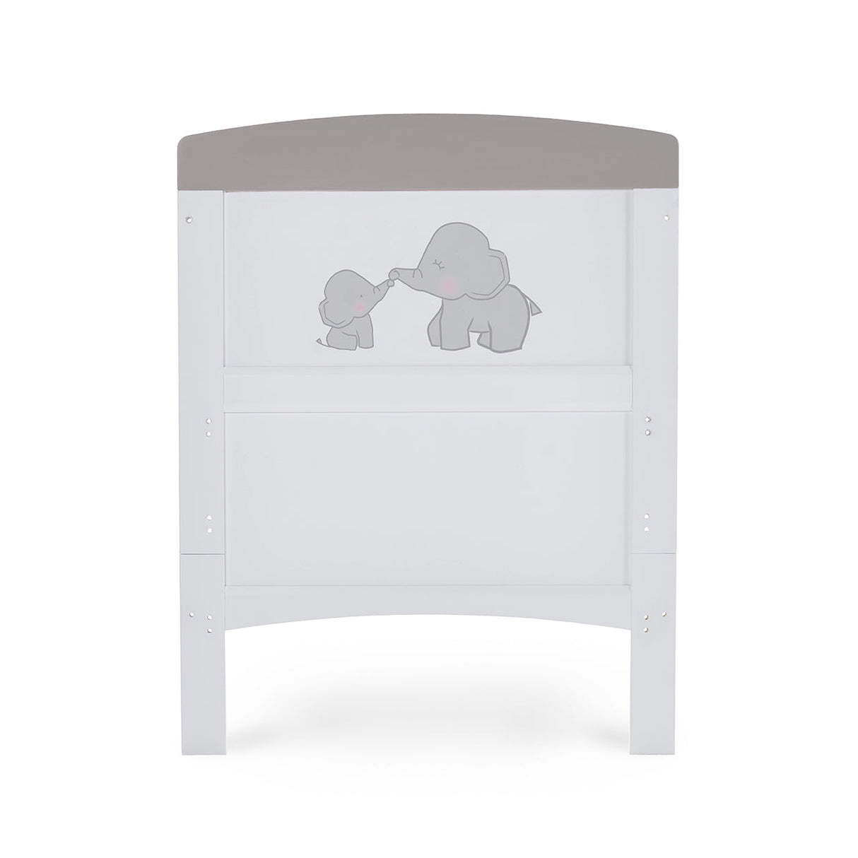 Obaby Grace Inspire Cot Bed & Fibre Mattress - Me & Mini Me Elephants - Grey