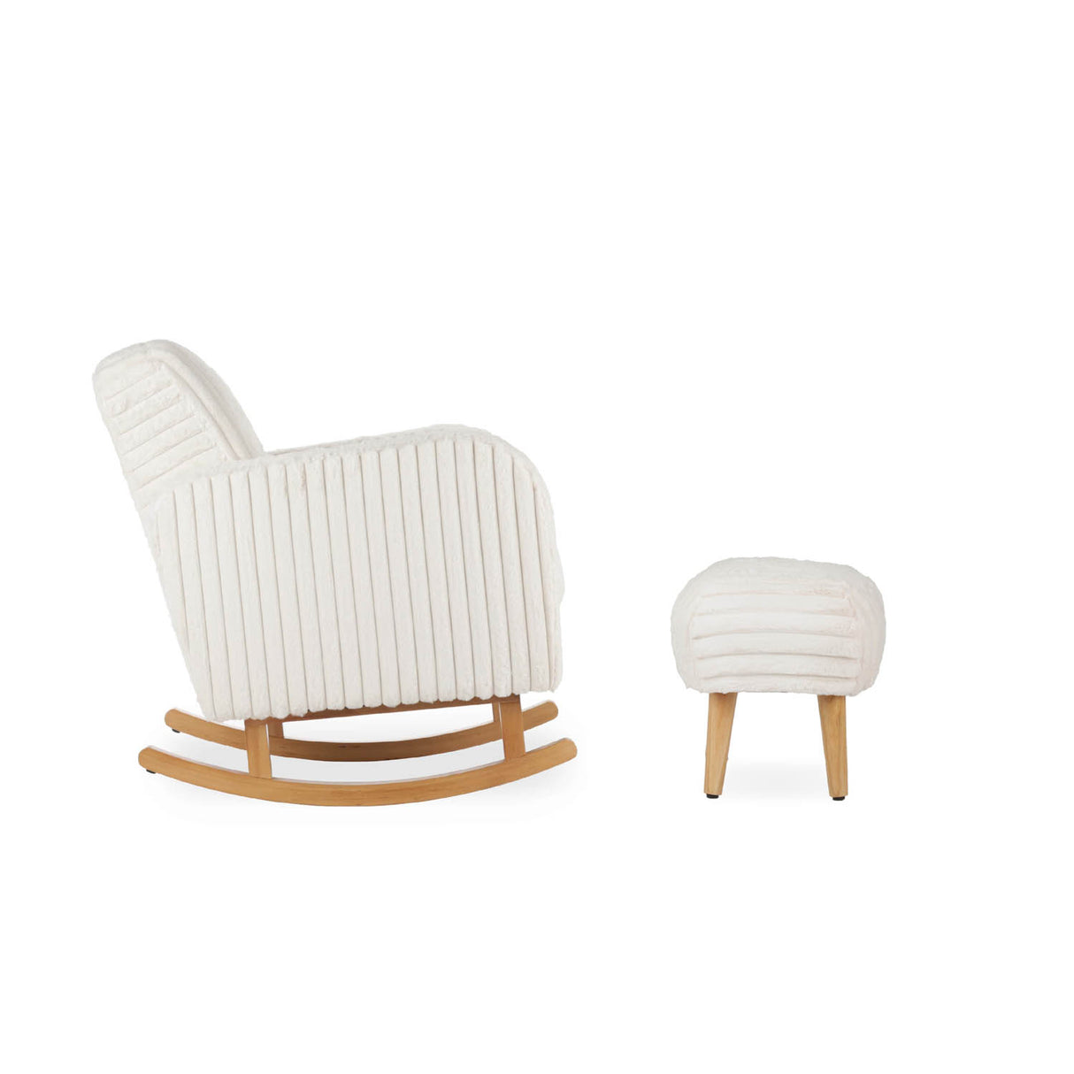 CuddleCo Etta Faux Fur Foot Stool - Cream