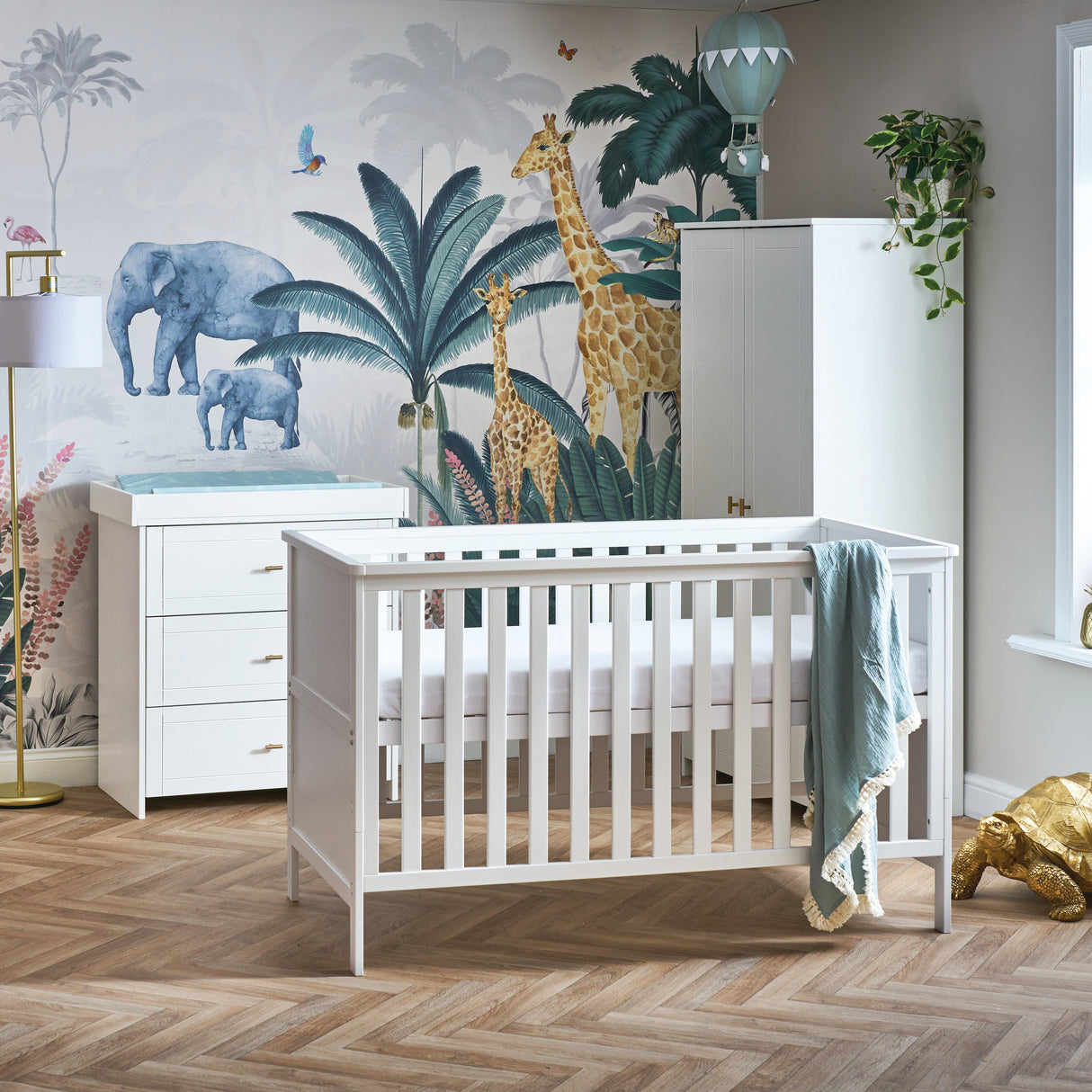Obaby Evie 3 Piece Room Set - White - with Free Evie Wall Hook