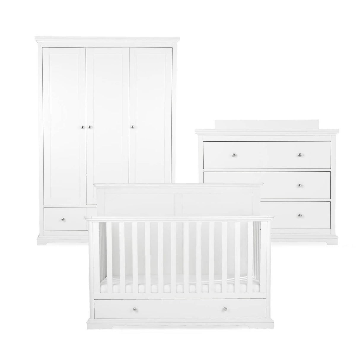 CuddleCo Beaumont Grand 3 Piece Nursery Furniture Set - White