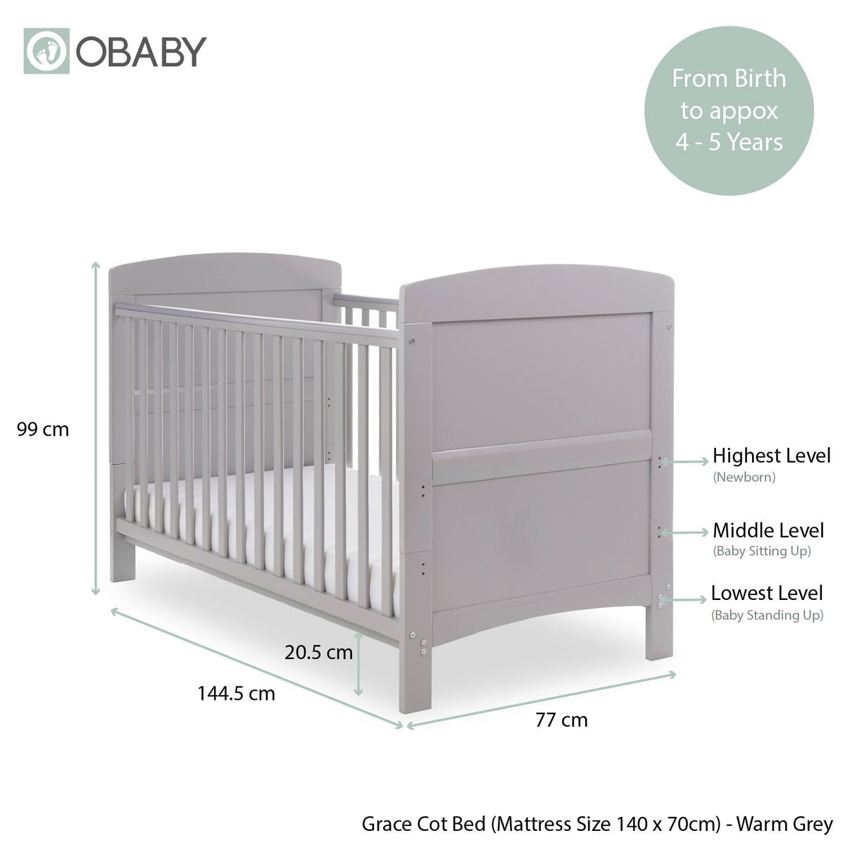 Obaby Grace 2 Piece Room Set - Warm Grey
