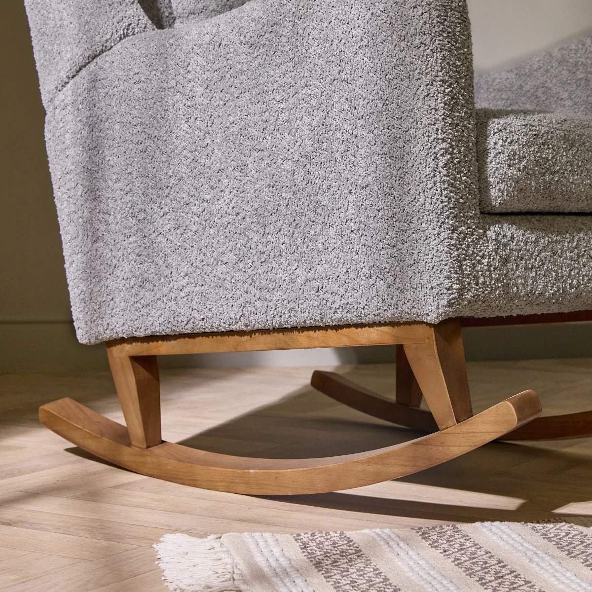 Tutti Bambini Harper Wingback Rocking Chair & Footstool - Teddy Cloud Grey