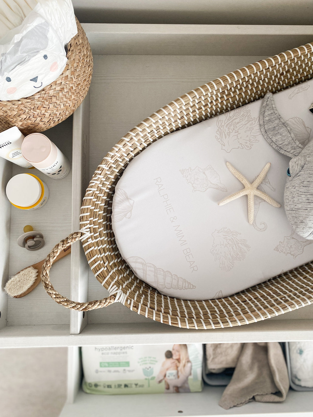 Changing Basket Mat Liner - Seashell