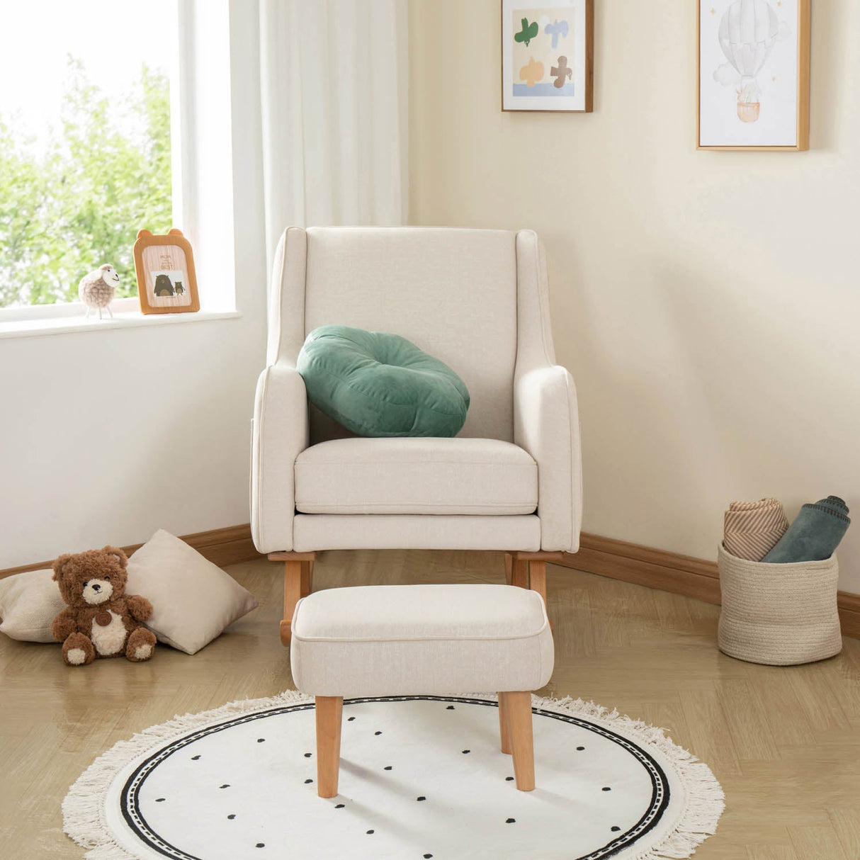 Babymore Ida Nursing Chair with Stool - Ivory