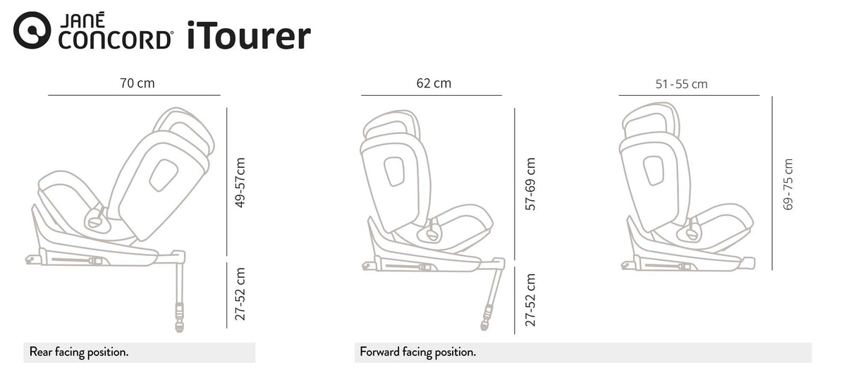 Jane iTourer Rotating i-Size ERF Car Seat, 40-125cm, 0-7 Years