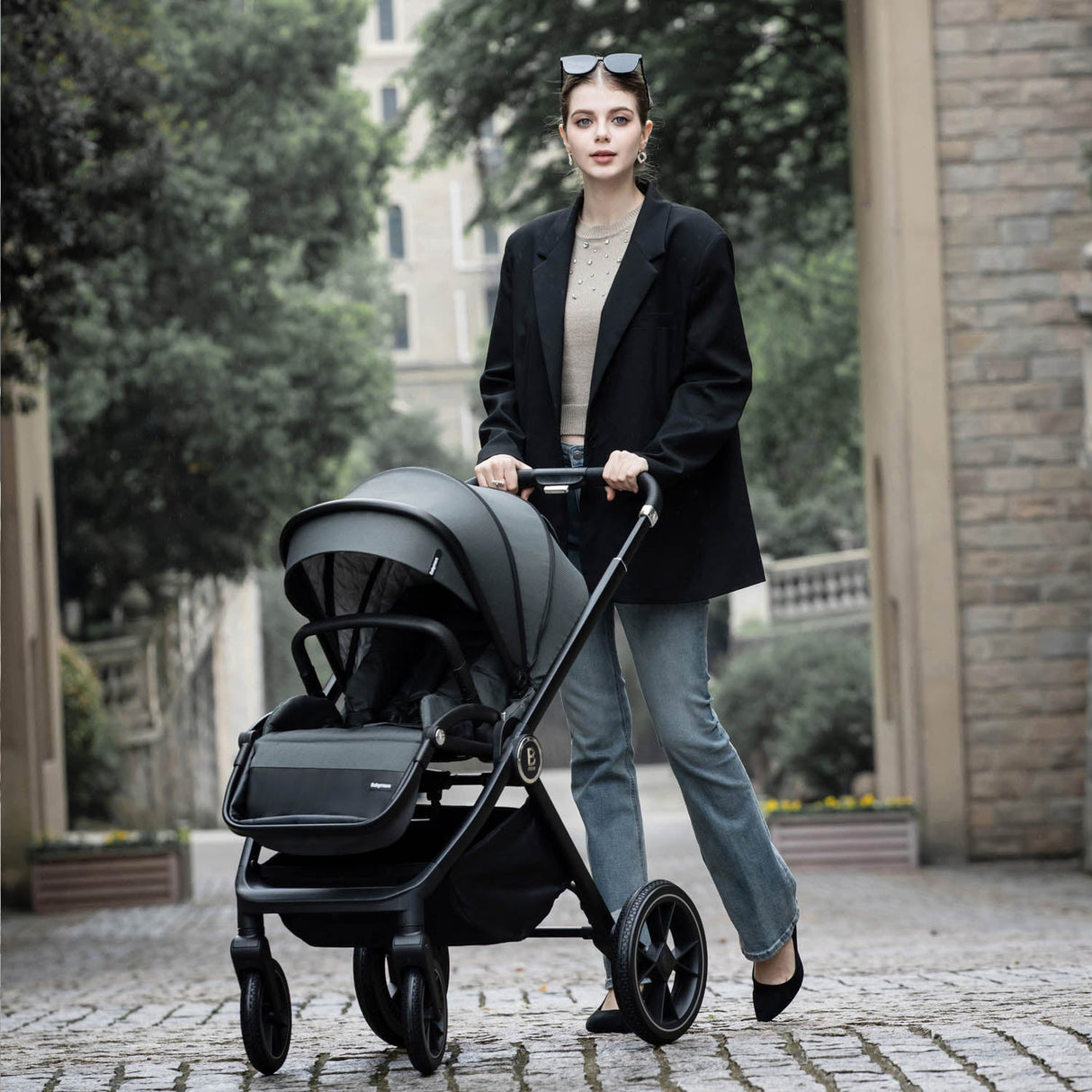 Babymore Kai Travel System + Pecan Car Seat - Forest Grey