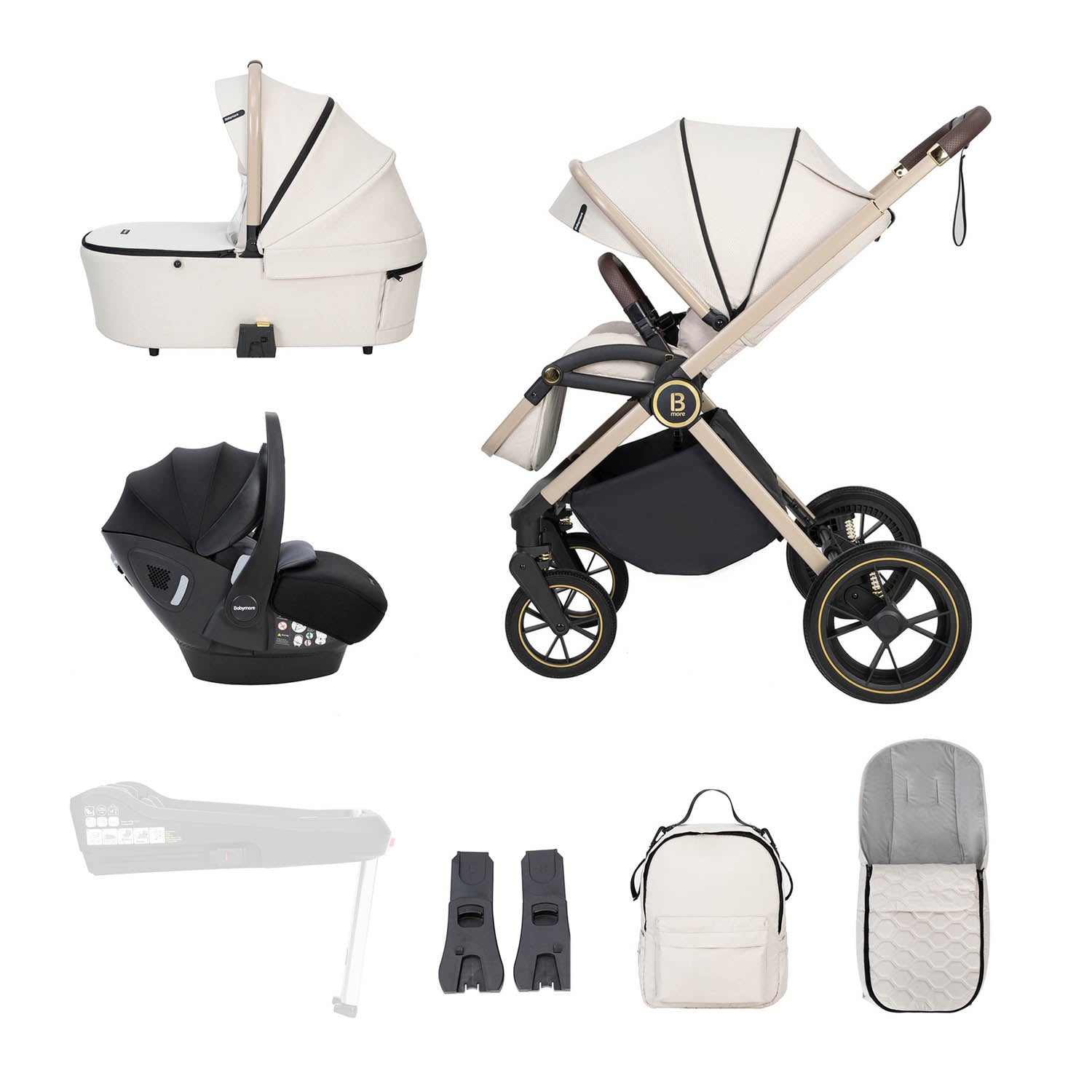 Babymore Kai Travel System + Pecan Car Seat - Sandstone