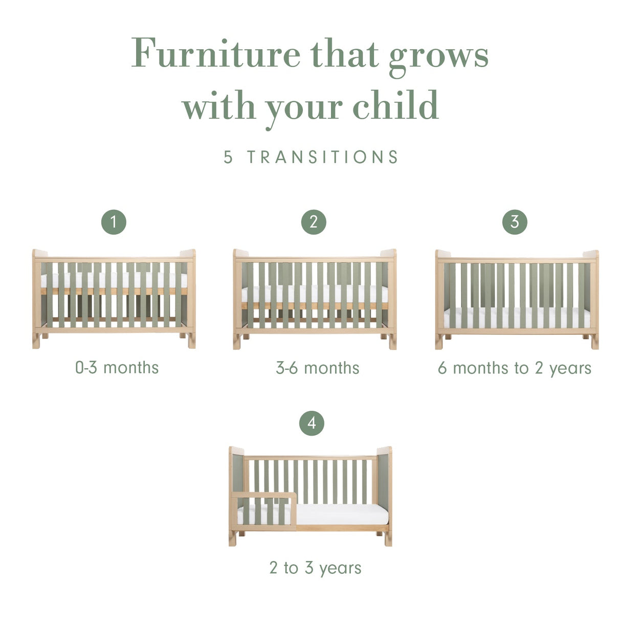 Tutti Bambini Kuba Cot Bed - Pickled Oak / Sage Weave