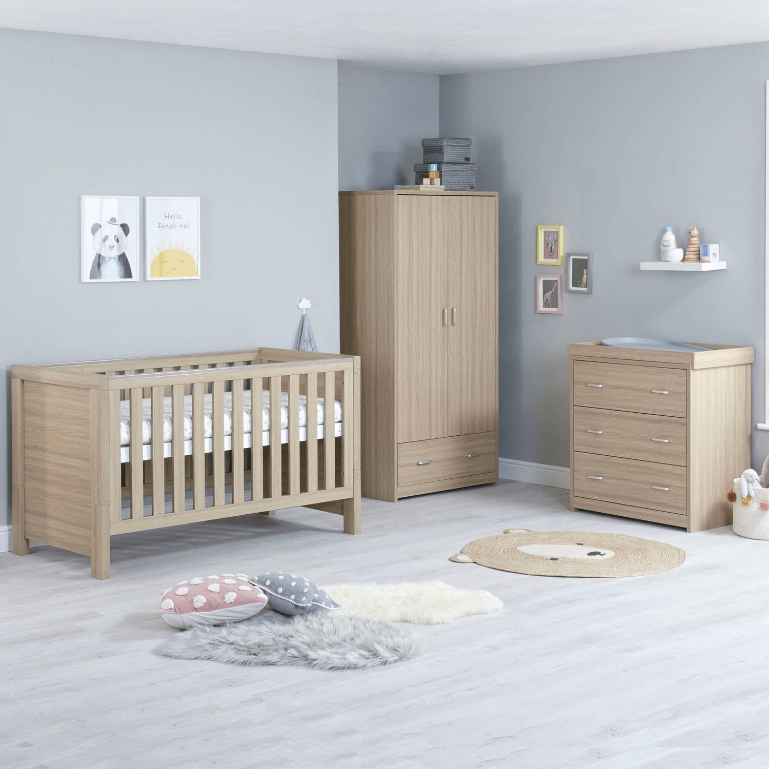 Babymore Luno 3 Piece Room Set - Oak
