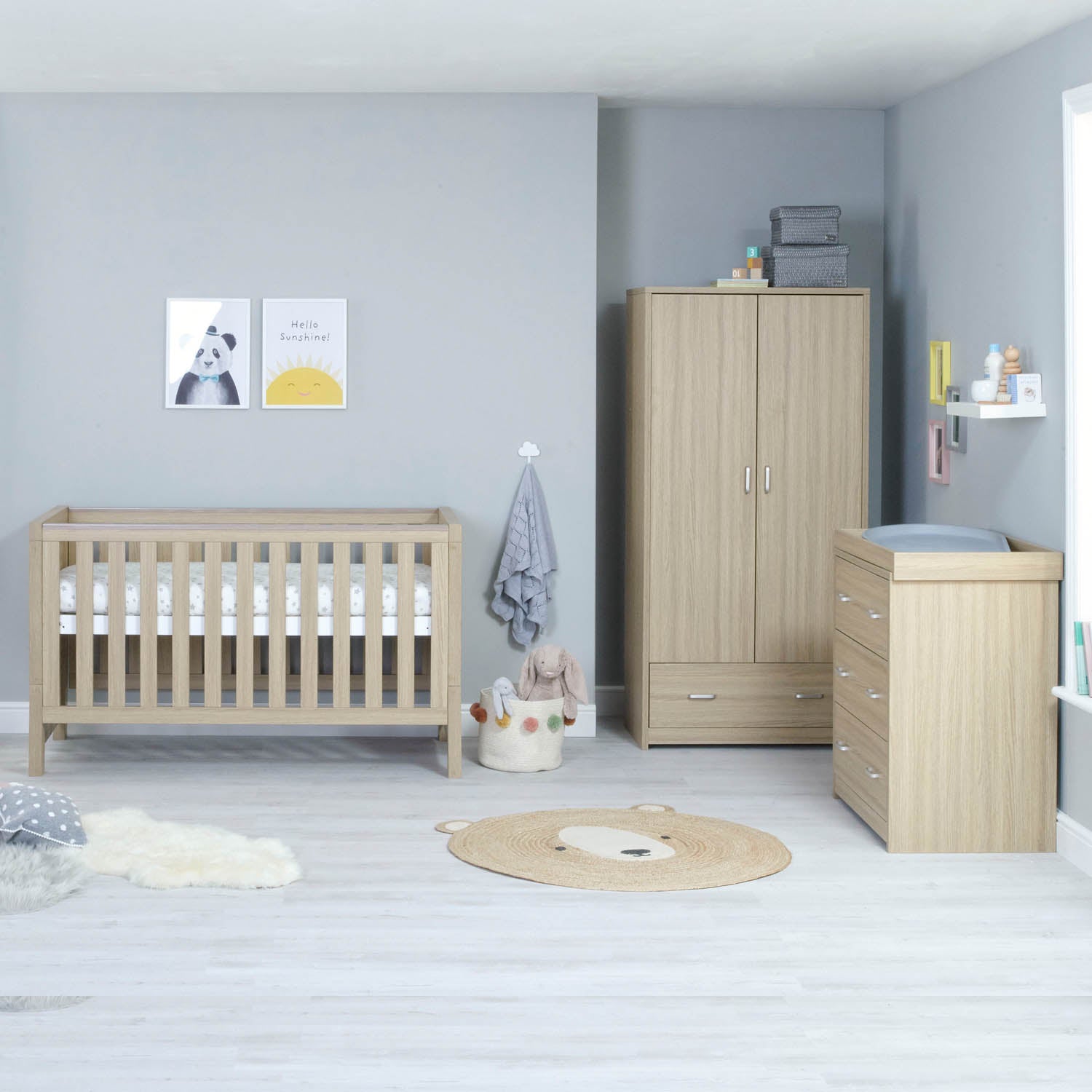 Babymore Luno 3 Piece Room Set - Oak