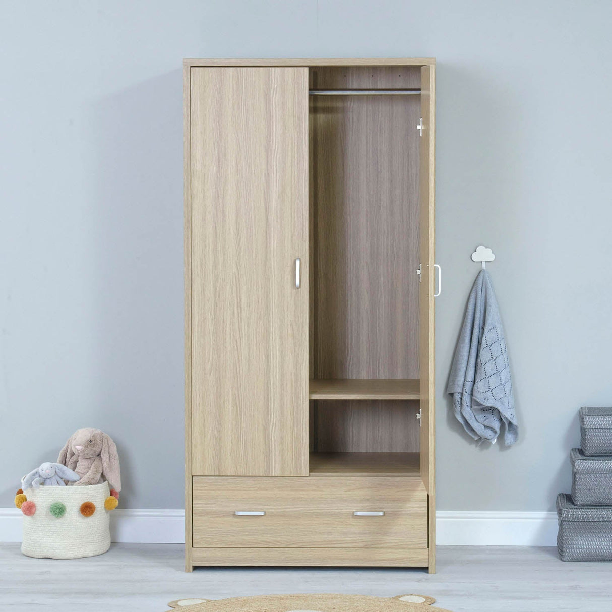 Babymore Luno Veni Wardrobe - Oak