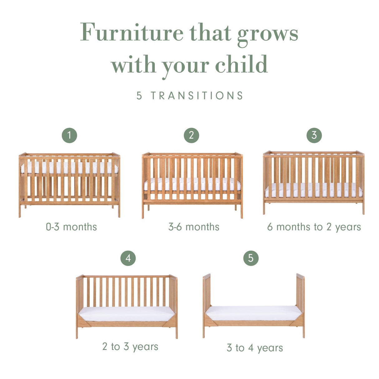 Tutti Bambini Malmo Cot Bed with Cot Top Changer & Mattress - Honey Oak