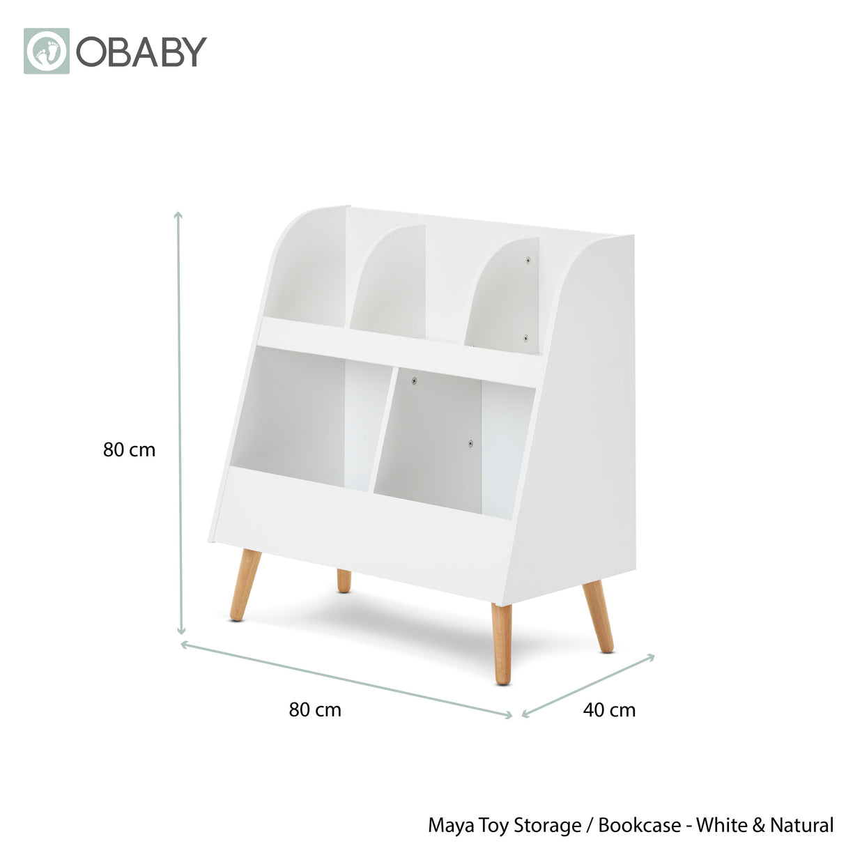 Obaby Maya Bookcase/Toy Storage - White With Natural