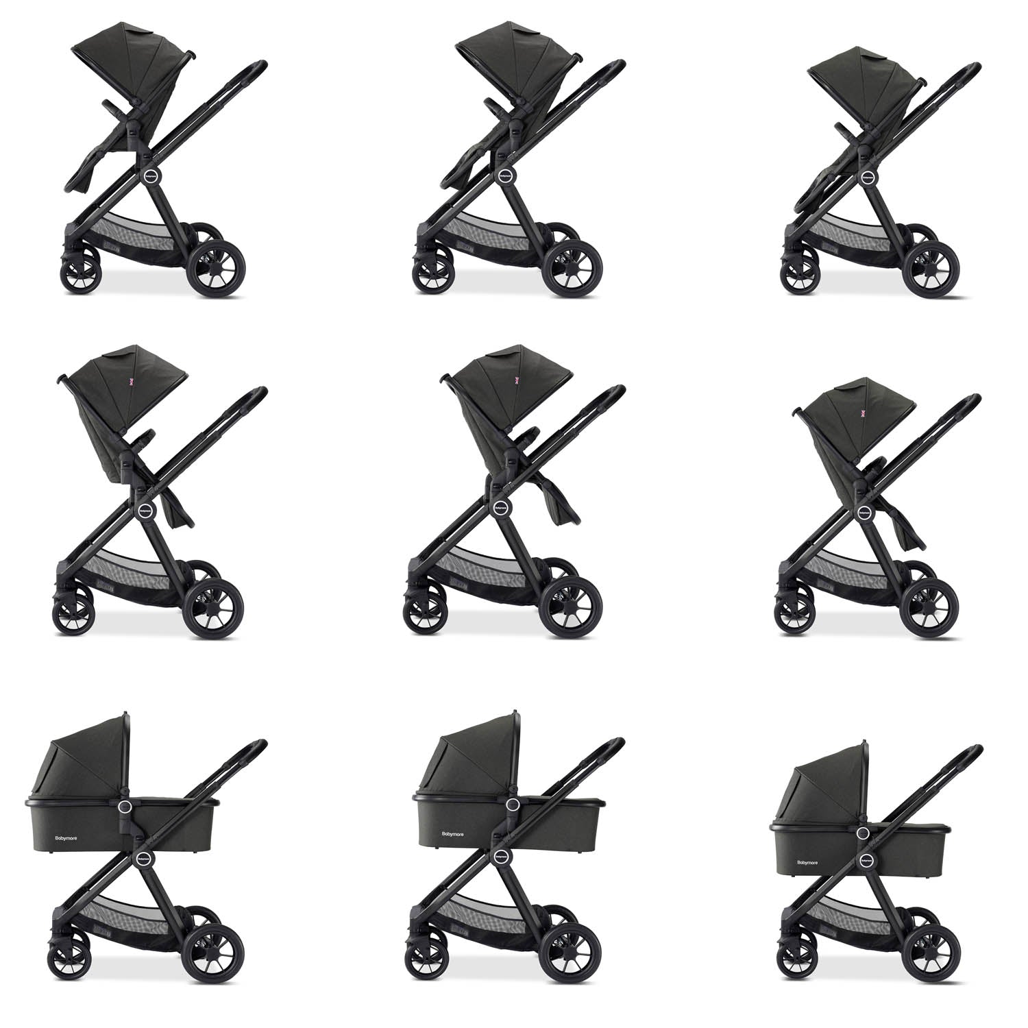 Babymore Memore V2 Pram & Pushchair - Black