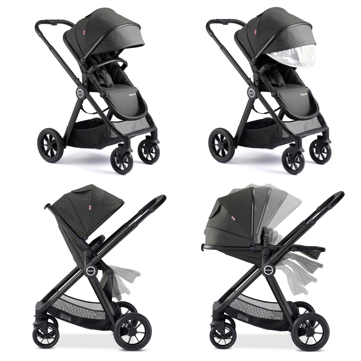 Babymore Memore V2 Pram & Pushchair - Black