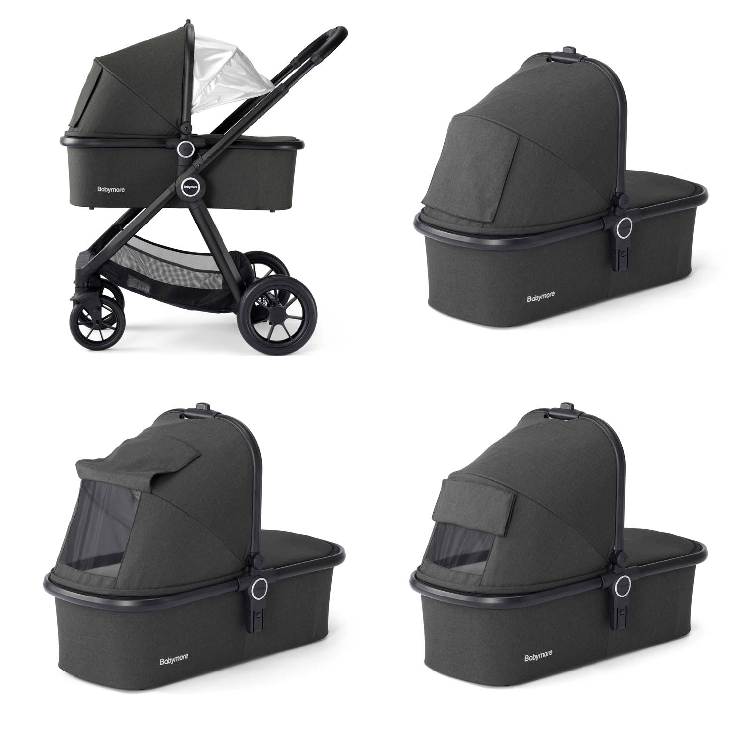 Babymore Memore V2 Pram & Pushchair - Black