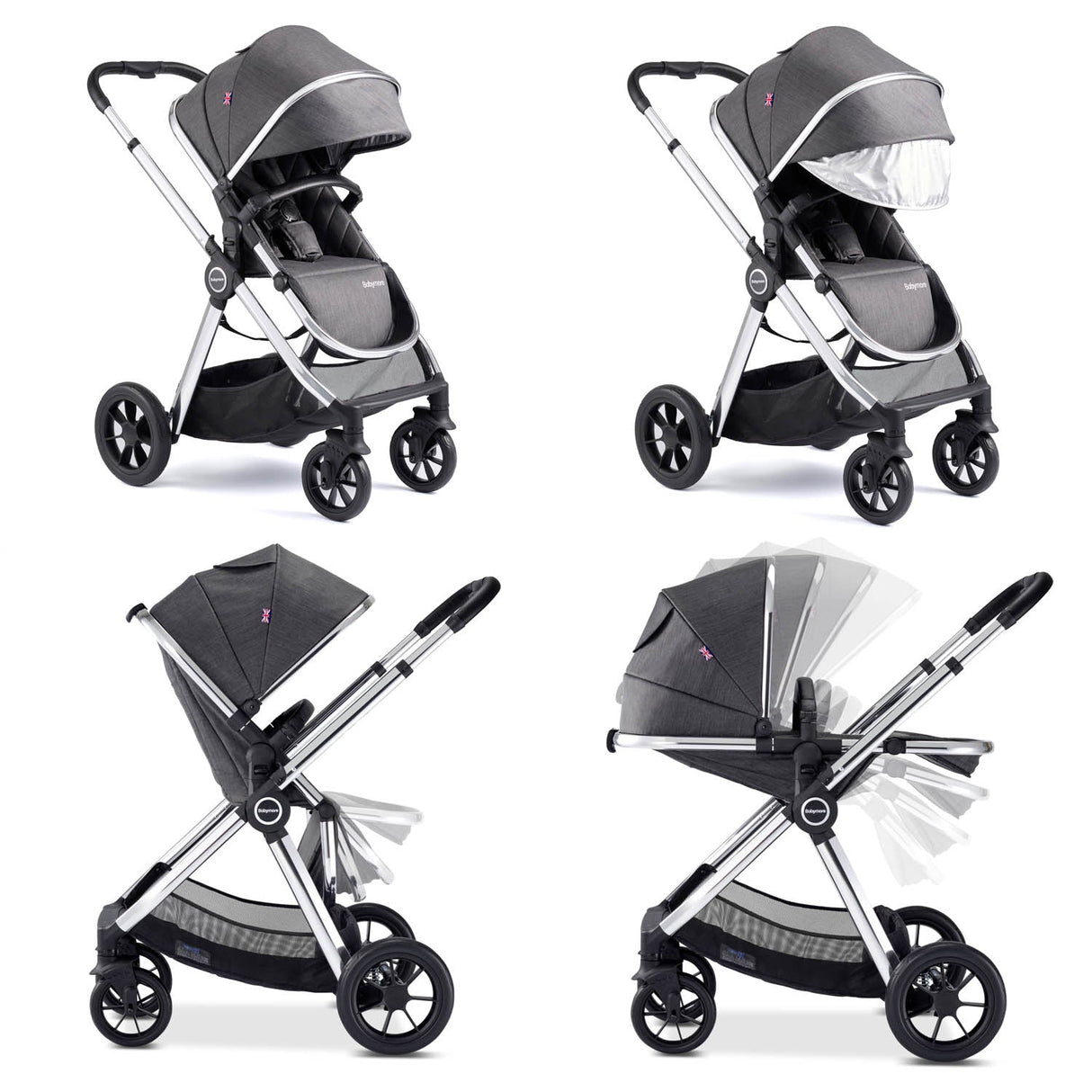 Babymore Memore V2 Pram & Pushchair - Chrome