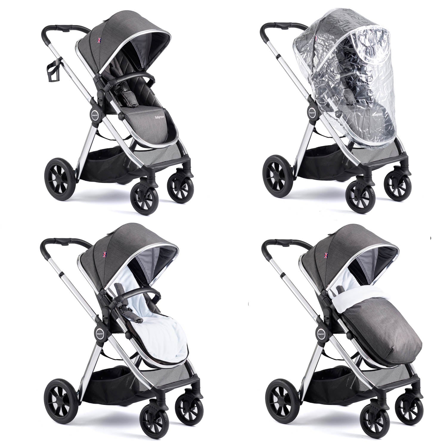 Babymore Memore V2 Pram & Pushchair - Chrome