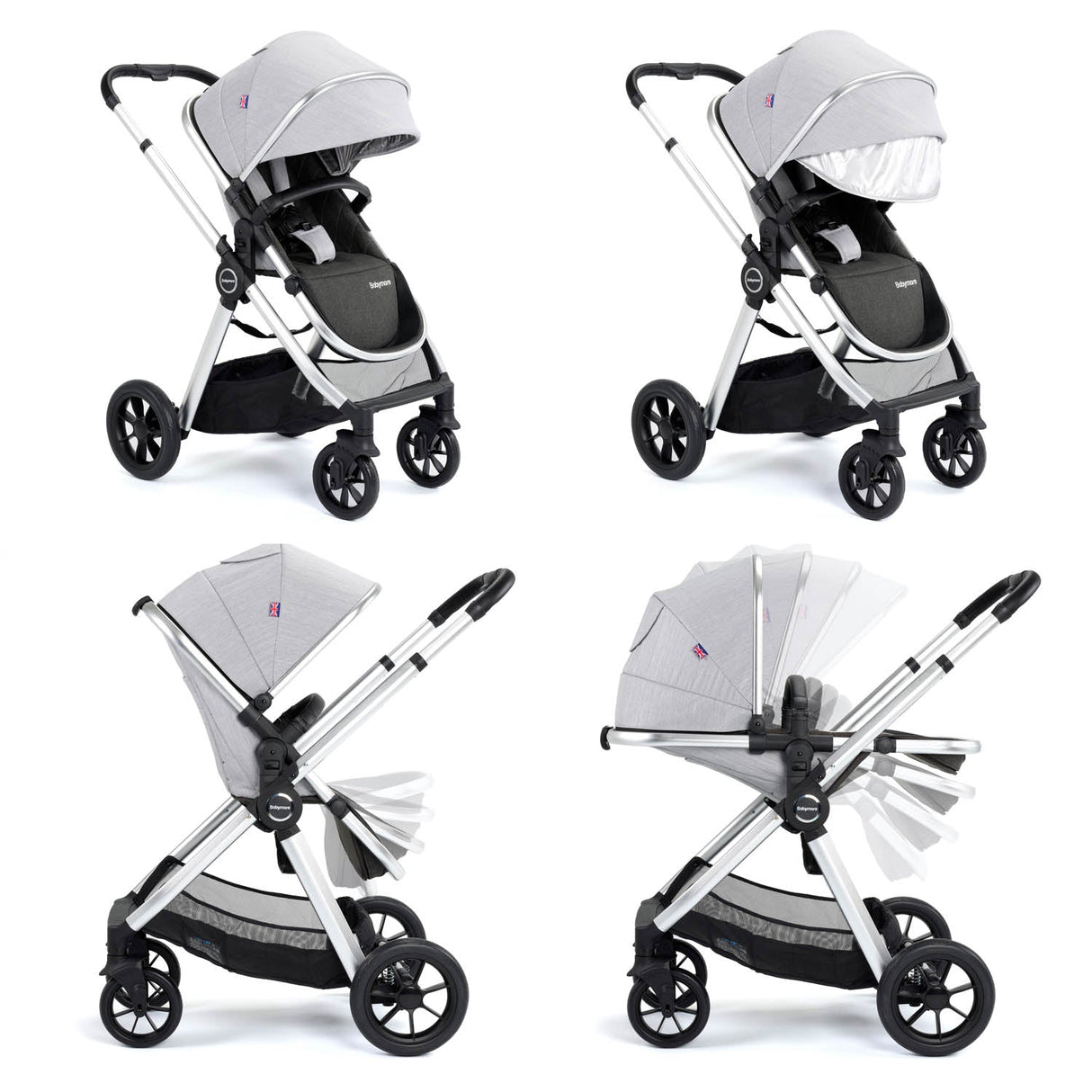 Babymore Memore V2 Pram & Pushchair - Silver