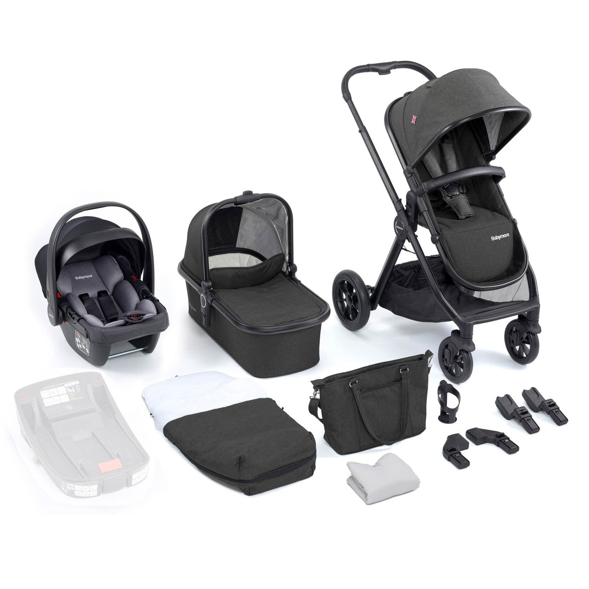 Babymore Memore V2 Travel System + Coco Car Seat - Black