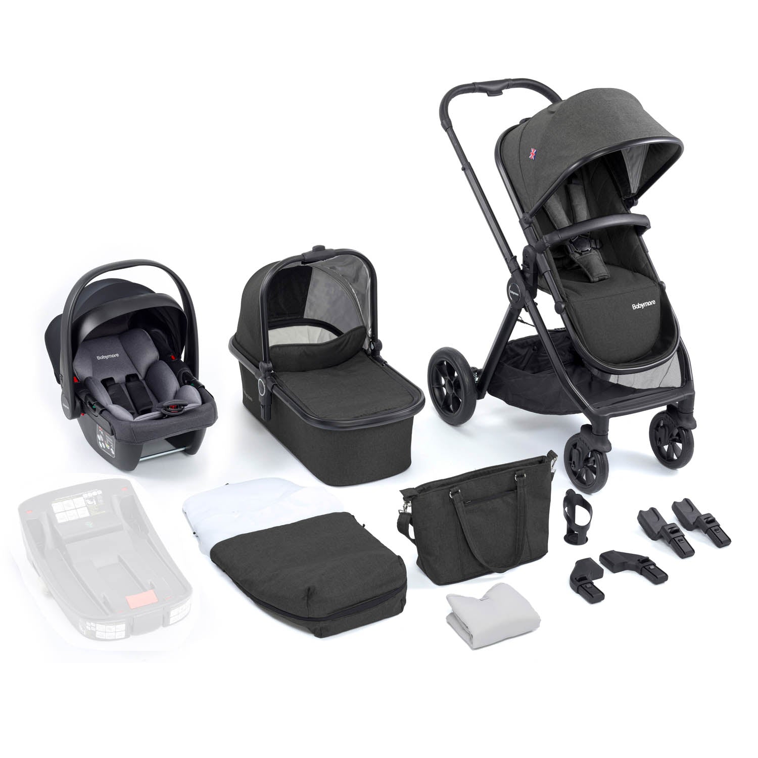 Babymore Memore V2 Travel System + Coco Car Seat - Black