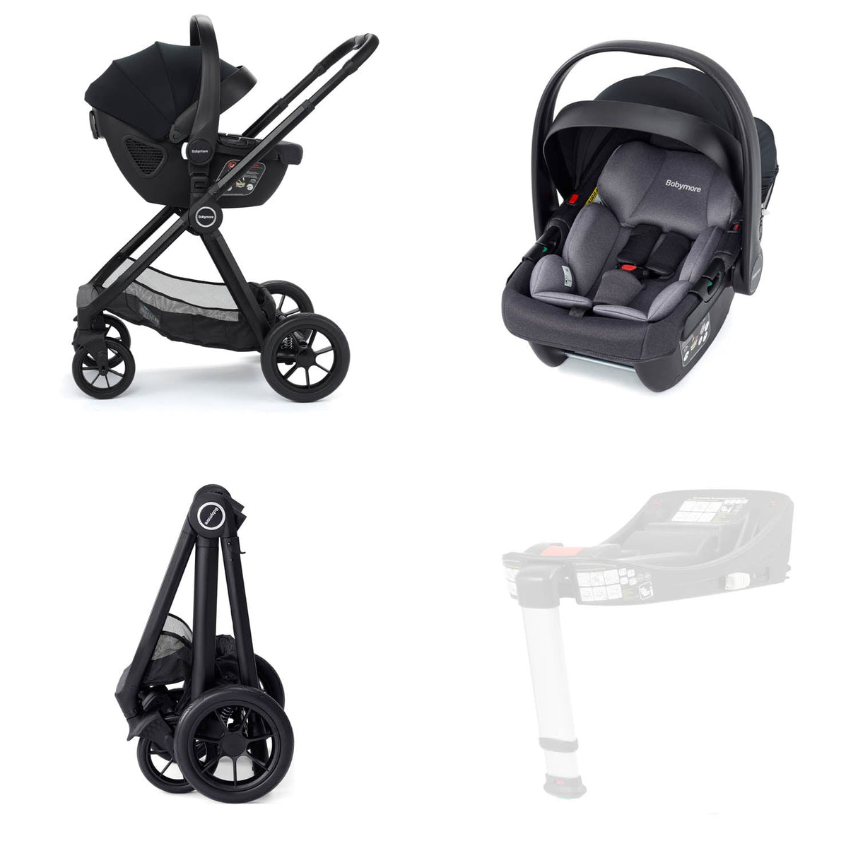 Babymore Memore V2 Travel System + Coco Car Seat - Black