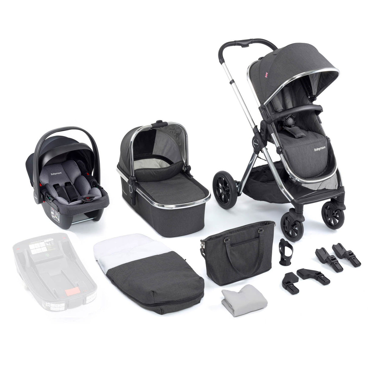 Babymore Memore V2 Travel System + Coco Car Seat - Chrome
