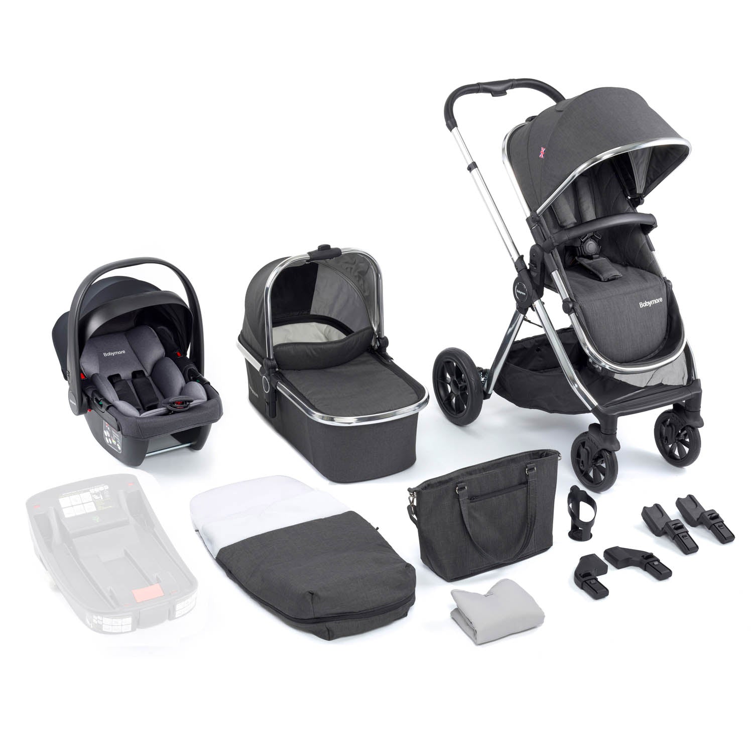Babymore Memore V2 Travel System + Coco Car Seat - Chrome
