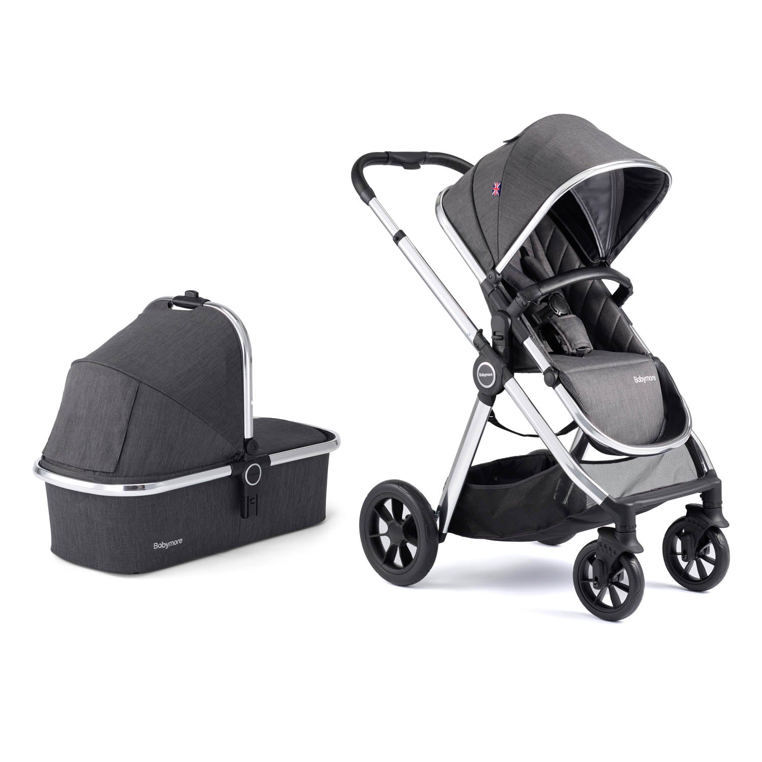 Babymore Memore V2 Travel System + Coco Car Seat - Chrome