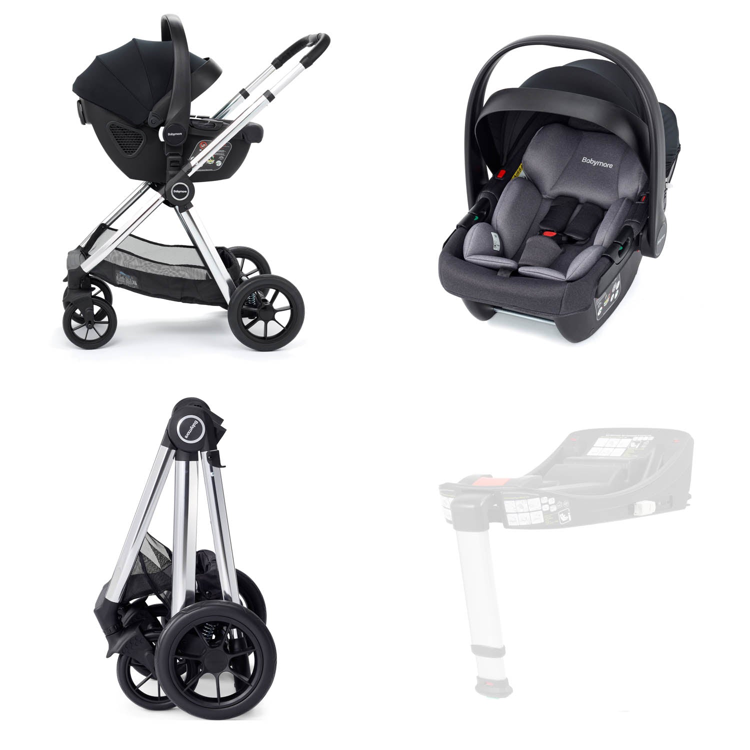 Babymore Memore V2 Travel System + Coco Car Seat - Chrome