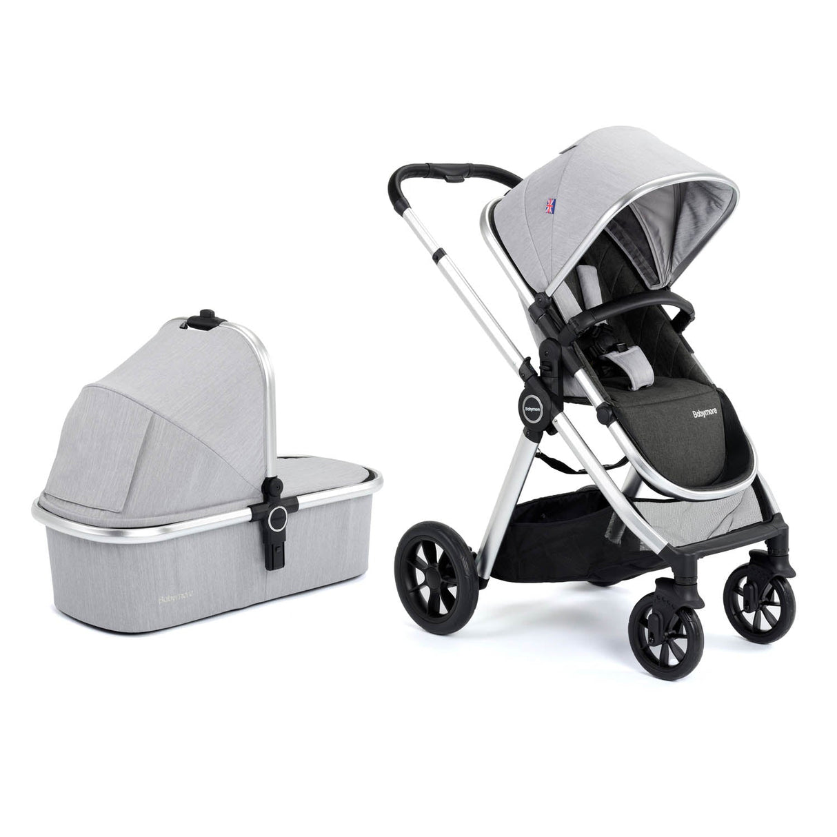 Babymore Memore V2 Travel System + Coco Car Seat - Silver