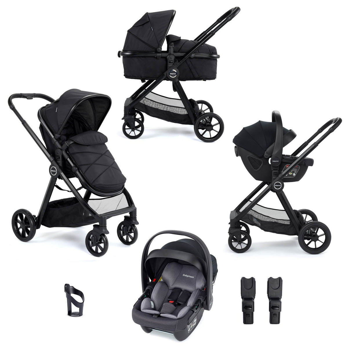 Babymore Mimi Travel System + Coco Car Seat - Black