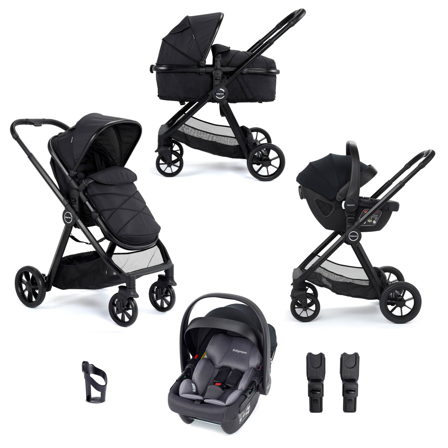 Babymore Mimi Travel System + Coco Car Seat - Black