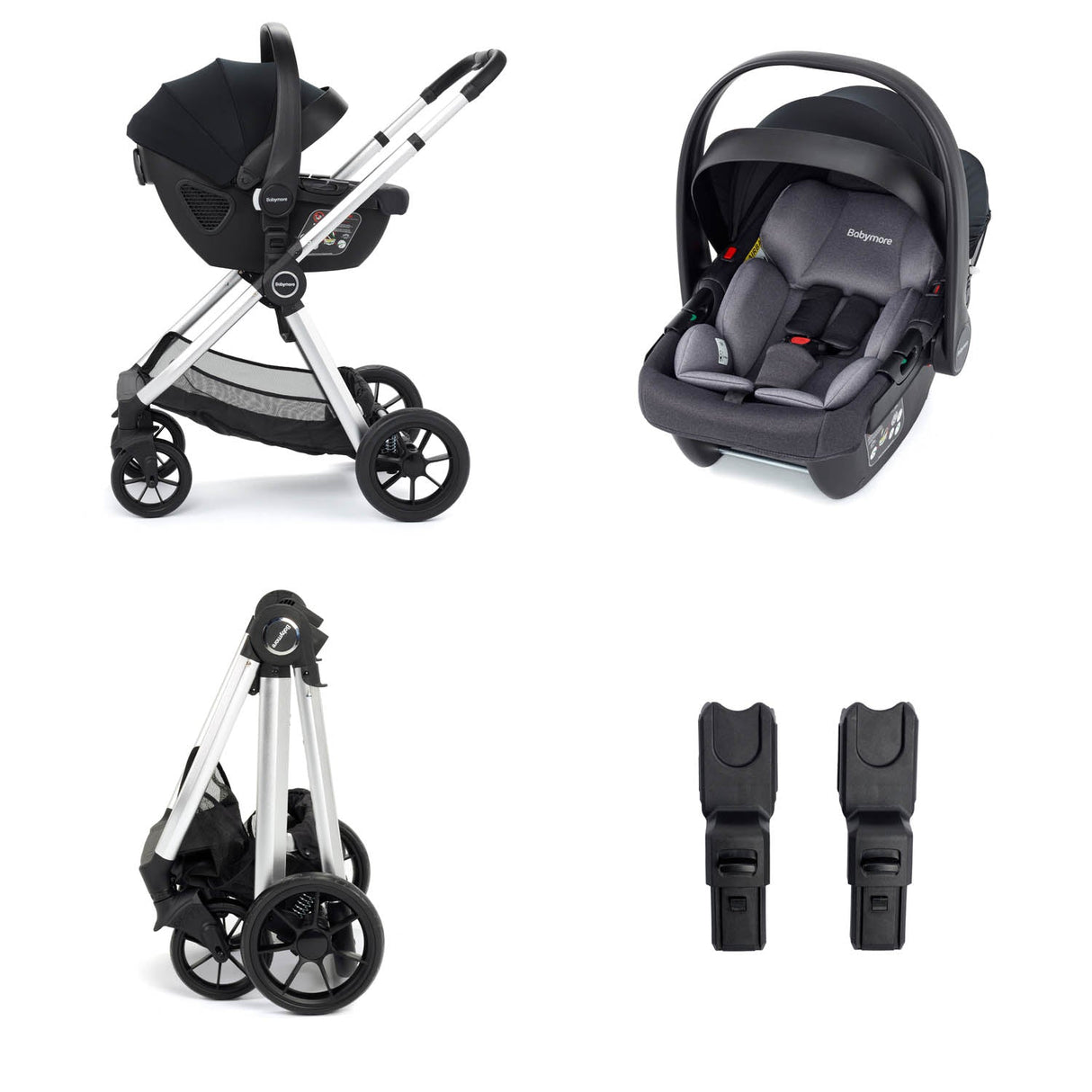 Babymore Mimi Travel System + Coco Car Seat - Silver
