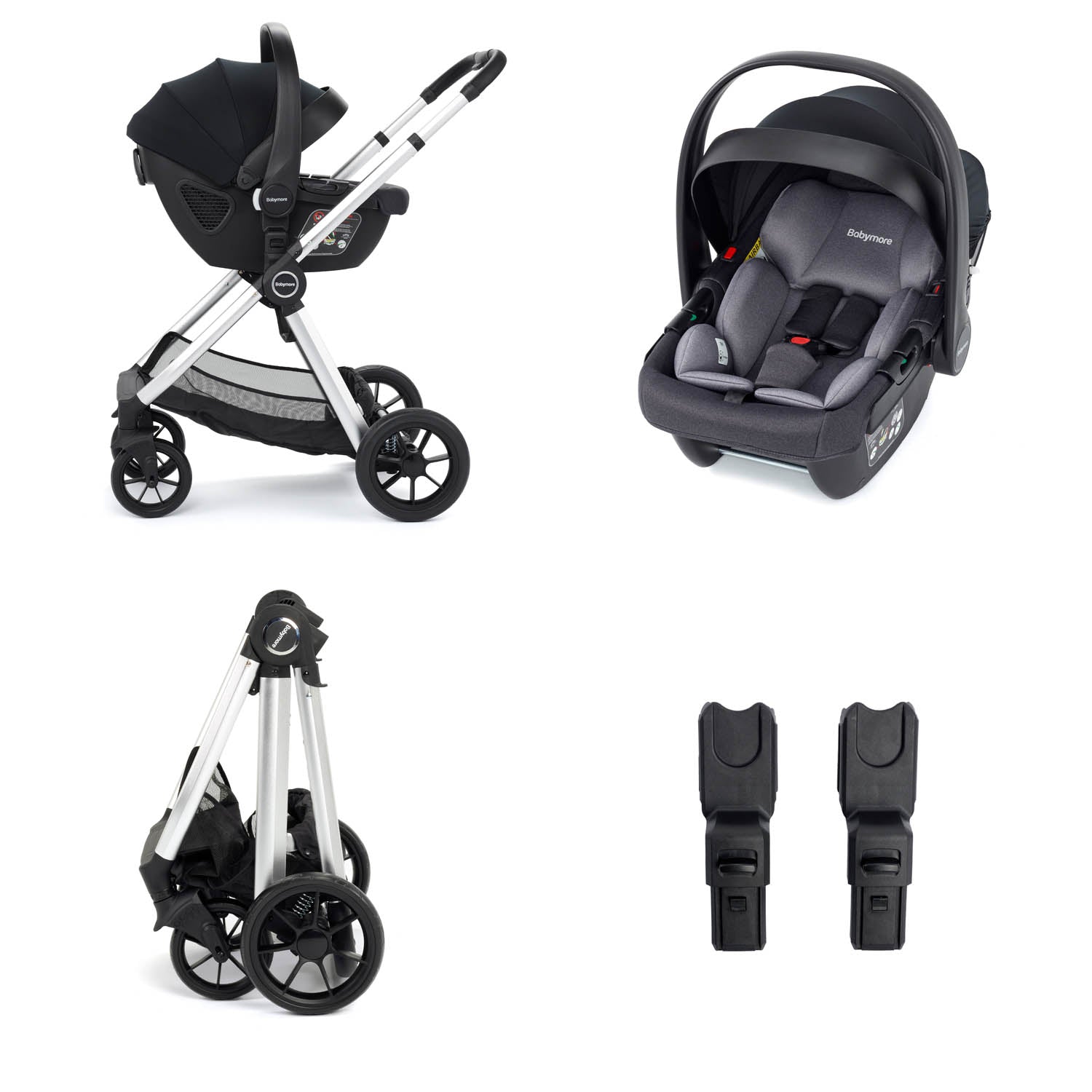 Babymore Mimi Travel System + Coco Car Seat - Silver