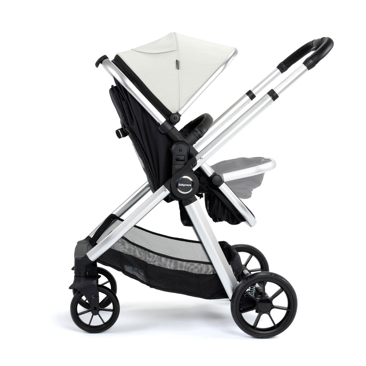 Babymore Mimi Travel System + Pecan Car Seat & Base - Silver