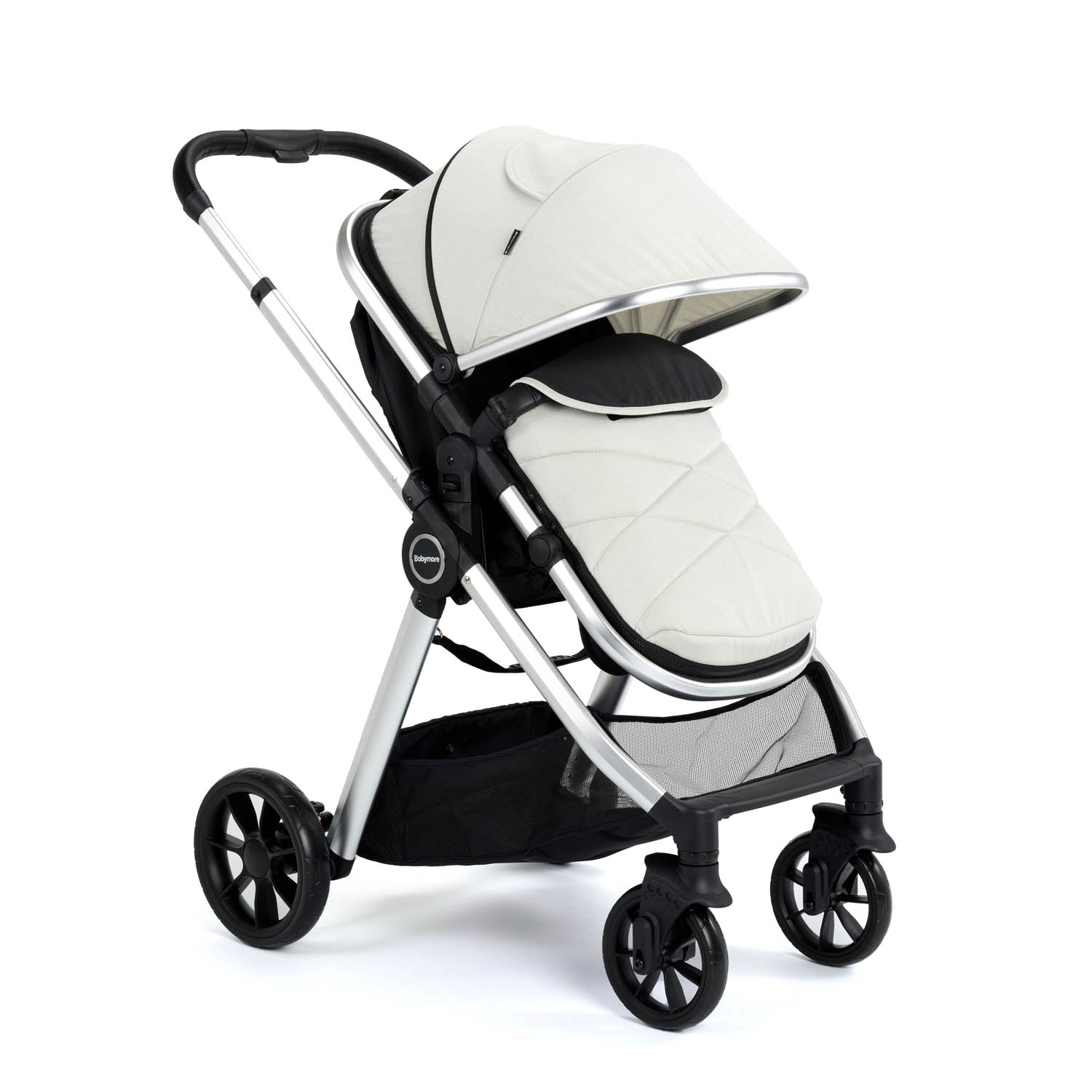 Babymore Mimi Travel System + Pecan Car Seat & Base - Silver
