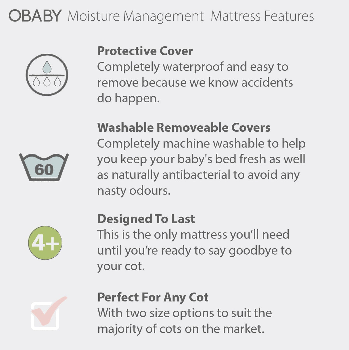 Obaby Moisture Management Mattress -140x70cm