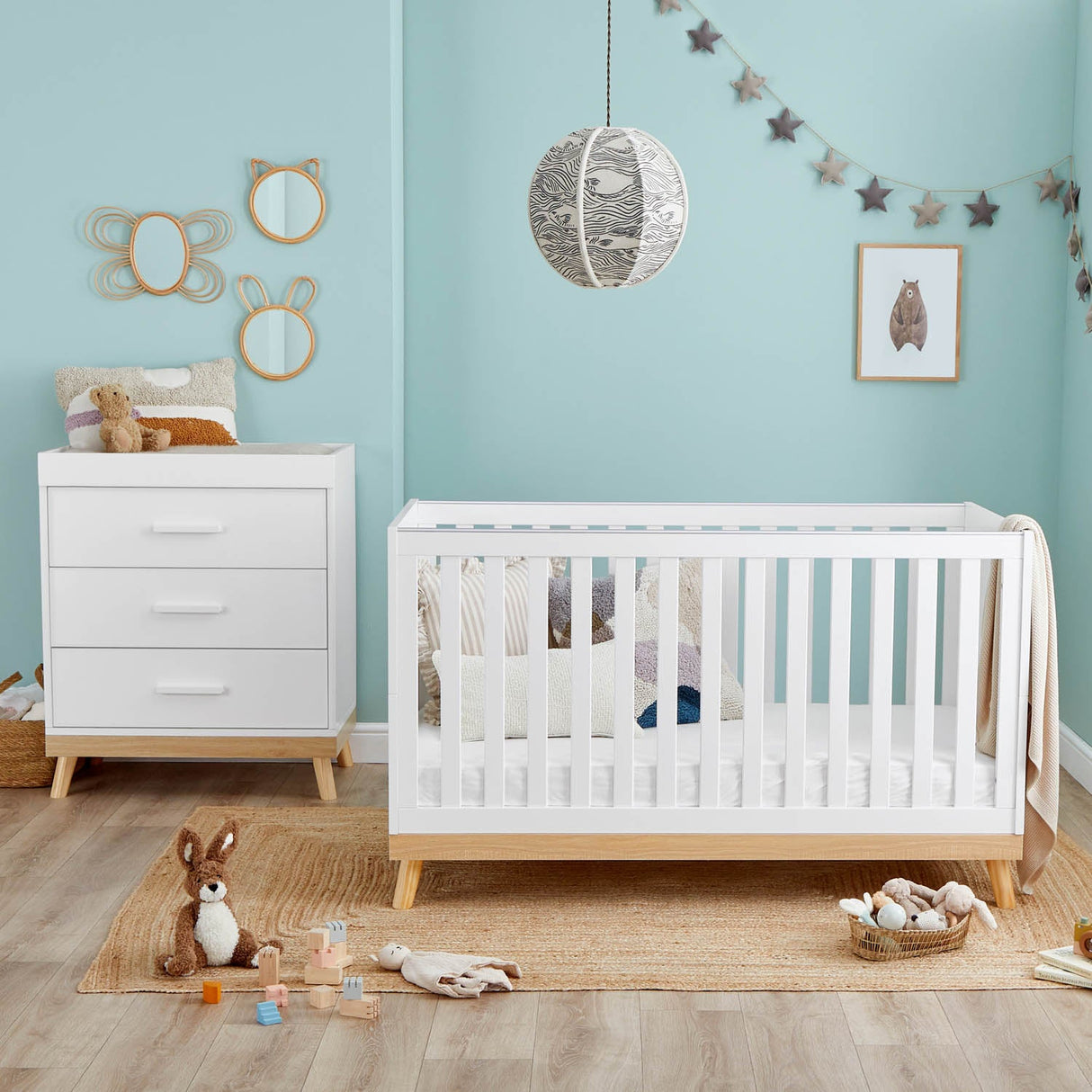 Babymore Mona 2 Piece Nursery Room Set - White