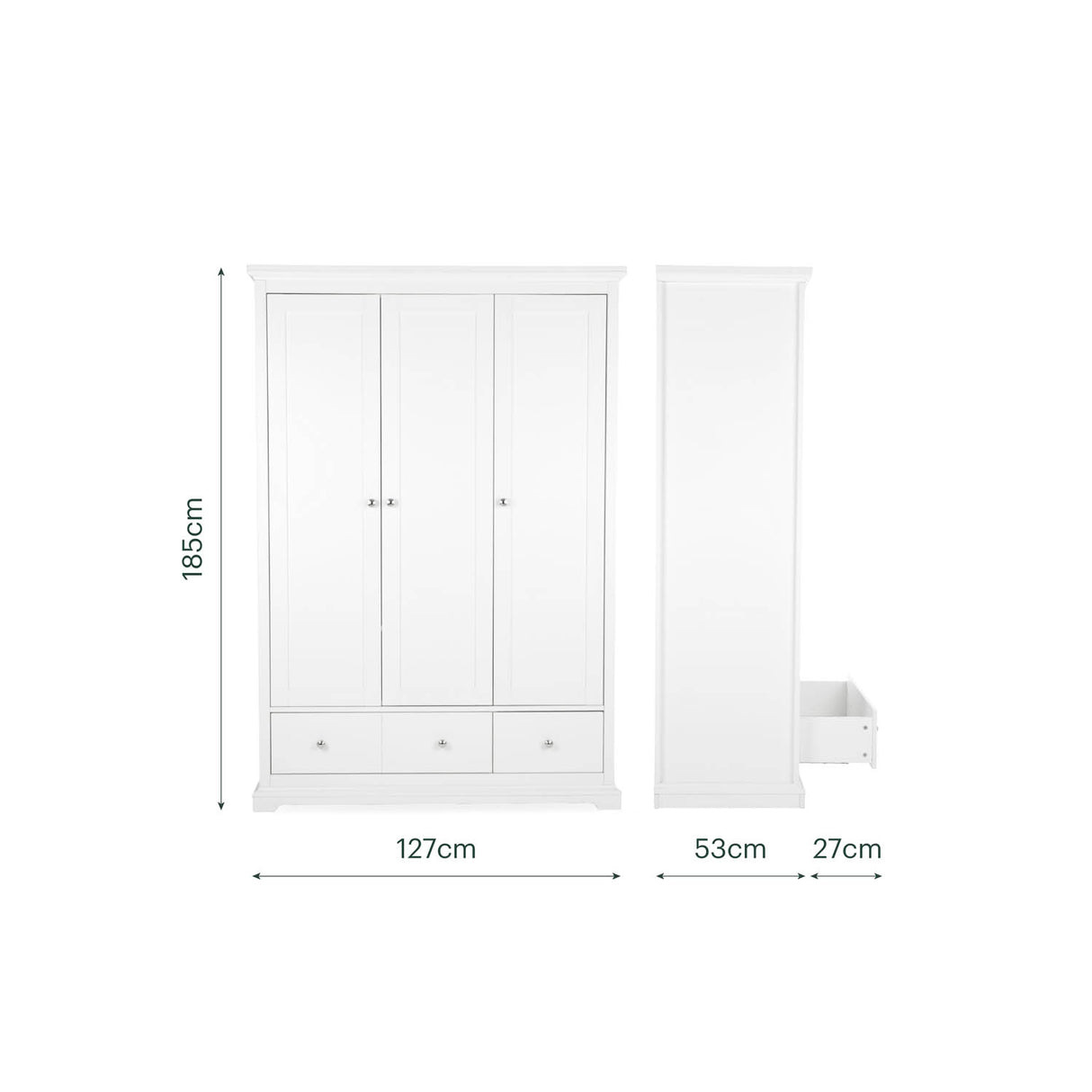CuddleCo Beaumont Grand 3 Piece Nursery Furniture Set - White