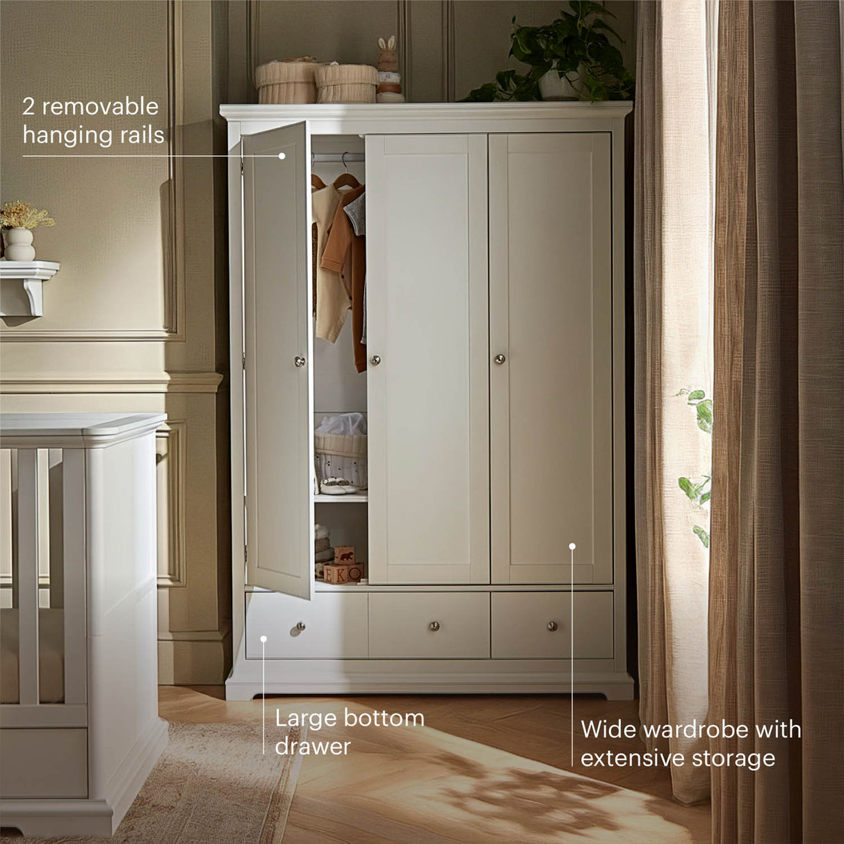CuddleCo Beaumont 3 Piece Nursery Furniture Set - White