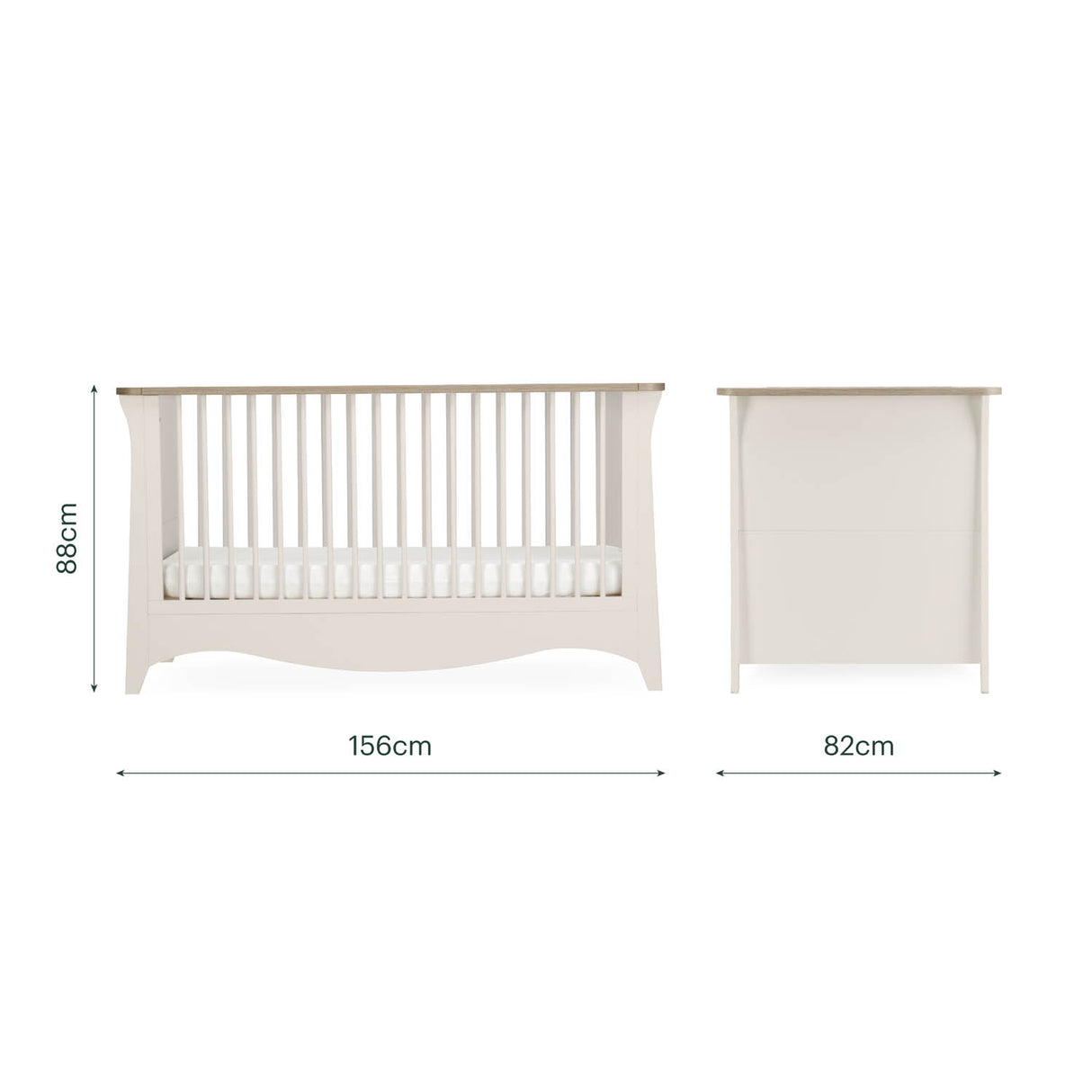 CuddleCo Clara Luxe 3 Piece Nursery Furniture Set (Cot Bed, Dresser & Wardrobe) - Cashmere & Ash