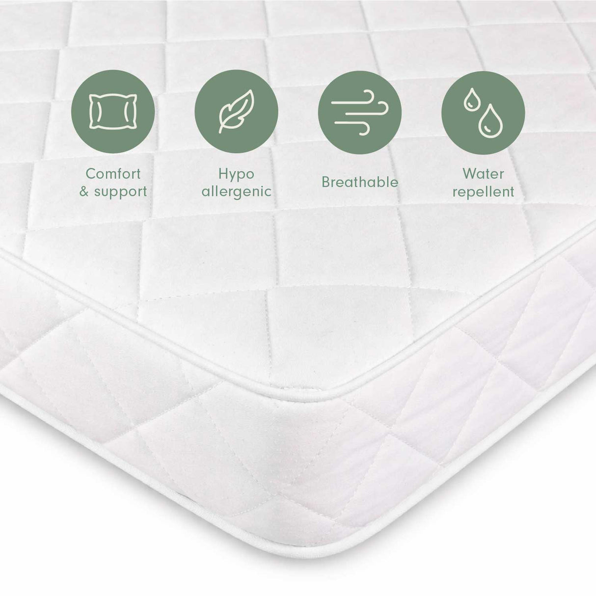 Tutti Bambini Natural Coir Fibre Cot Bed Mattress (70 x 140 cm) - White