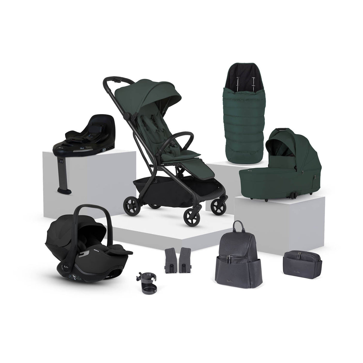 Silver Cross Nia Glide Plus Travel System & Accessories - Conifer