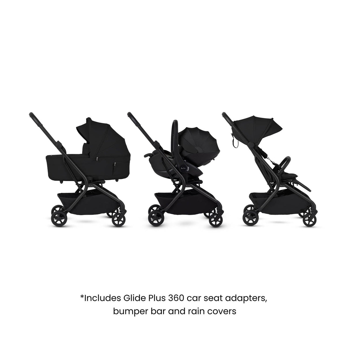 Silver Cross Nia Glide Plus Travel System & Accessories - Onyx