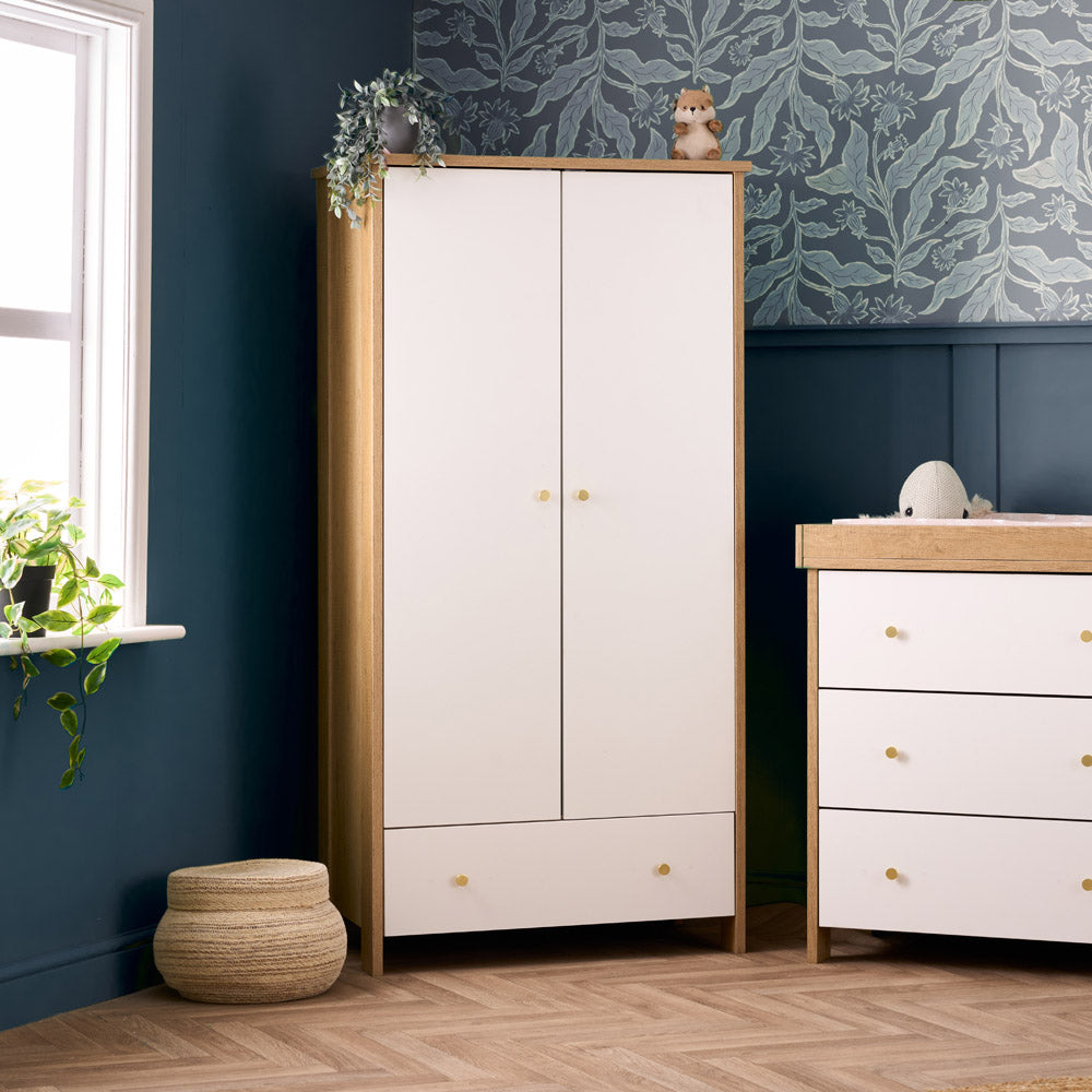 Obaby Nika Wardrobe - Oak & White