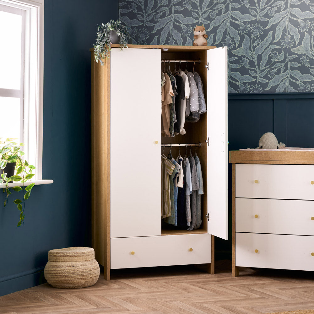 Obaby Nika Wardrobe - Oak & White